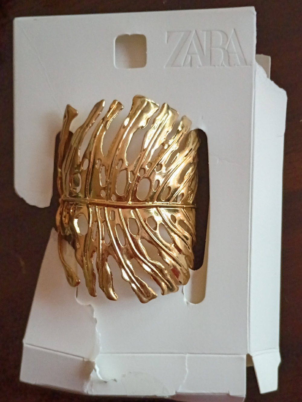 ZARA Gold Leaf Cutout Cuff Bracelet